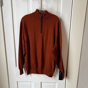 Byford‎ London 100% Merino Wool Men's Rust Zip-Up Sweater